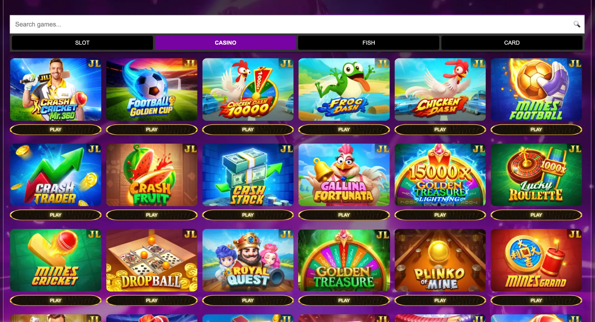 CuntWin pokies lobby with JILI Booongo and slot categories
